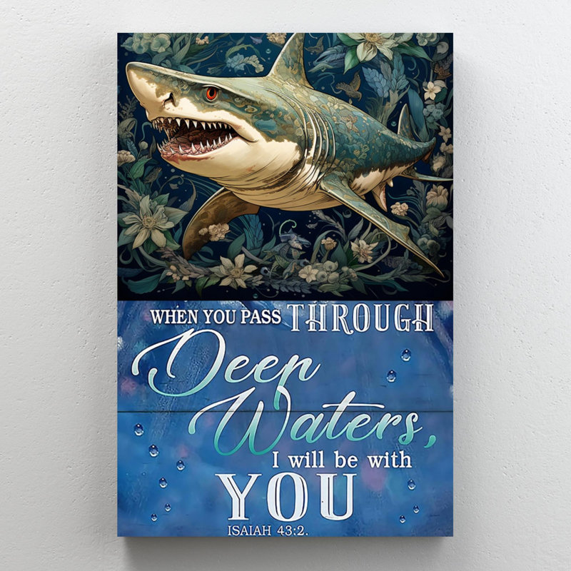 Shark I Will Be With You - 1 pièce, reproduction d'art graphique sur toile tendue, H 36 po x l 24 po x P 1,25 po