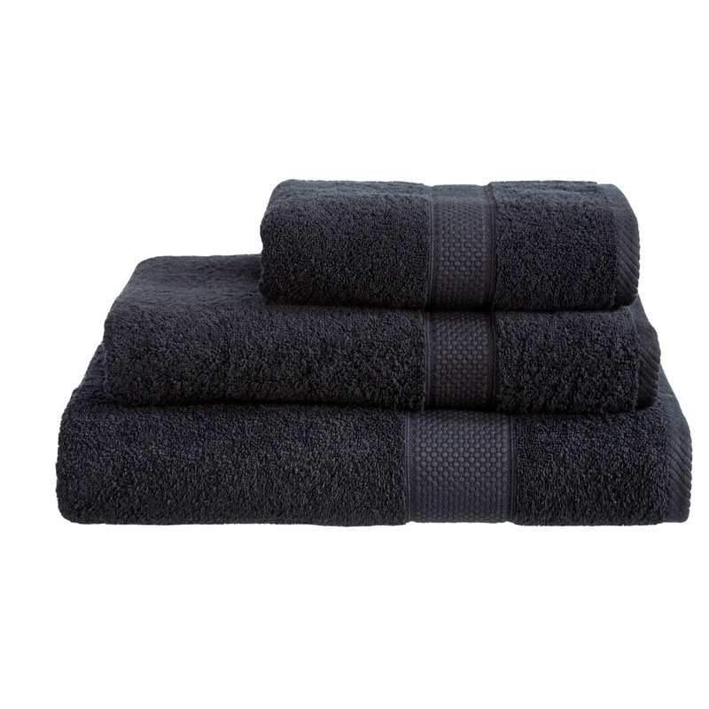 Faith Margaret Turkish Cotton Midweight Fingertip Towel, Black