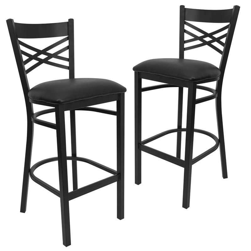 Tabouret de bar 31 po Lomonaco, Noir, Noir, 2