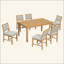 7-Piece Retro Dining Table Set For 6, 1 Rectangular Wood Dining Table Set For 6 With Upholstered Chairs For Dining Room And Kitchen-24562786