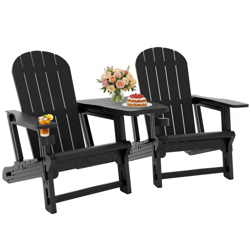Chaise Adirondack d'extérieur pour 2 personnes, Noir