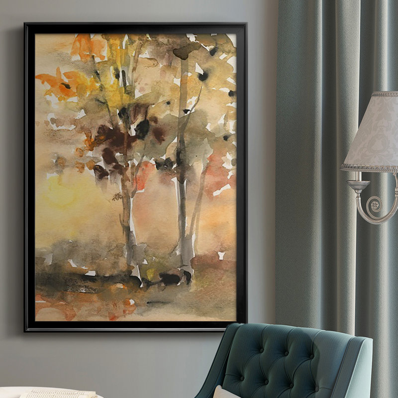 «Fall Foliage Watercolor II» - peinture à cadre unique, H 42,5 po x l 30,5 po x P 1 po, Noir