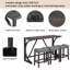 Ensemble de bar 4 pièces gris foncé chic avec prise de courant, 3 tabourets rembourrés pour salle à manger-882089770