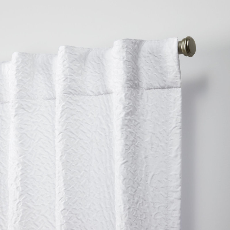 White Textured Polyester Light-Filtering Curtain Panels, 50" x 84"