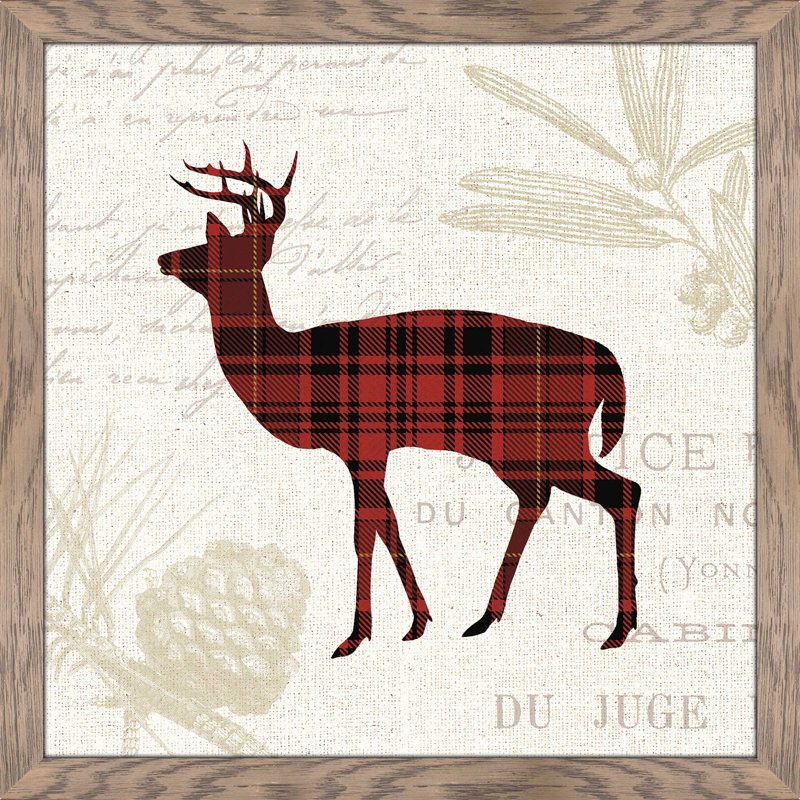 «Plaid Lodge II», reproduction d'impression sur toile tendue, H 21,5 po x l 21,5 po x P 0,75 po, Cadre taupe délavé