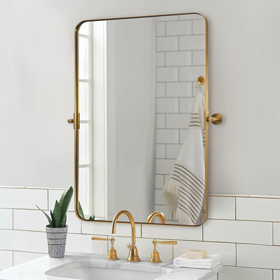 Miroir de salle de bain mural moderne inclinable | Cadre pivotant en acier inoxydable