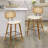 26" Modern Upholstered Low Back Rattan Wood Counter Height Stool-96885271-82747935