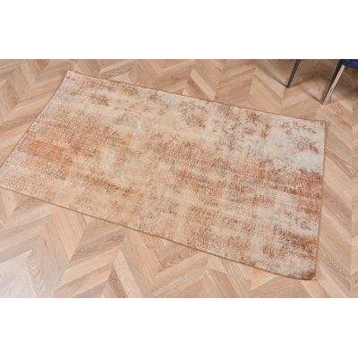 Tapis de couloir rétro vintage, idéal pour les couloirs et les entrées avec des tons neutres inspirés des designs anatoliens authentiques