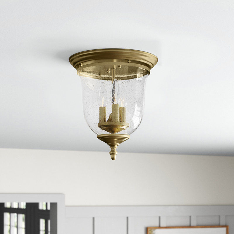 Plafonnier encastré 3 lumières 11,5 po Aaven, Laiton antique