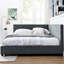 Structure de lit double en velours avec accoudoirs rembourrés confortables