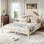 Grand lit plateforme en bois à profil bas avec tête de lit grand, support à lattes de bois, aucun sommier requis, beige-1878677962-1878677966