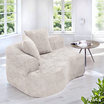 No Assembly Required Curved Upholstered Chaise Lounge with Deep Seat