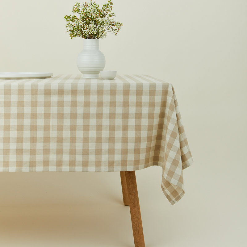 Essential Gingham Tablecloth, Ivory/Flax
