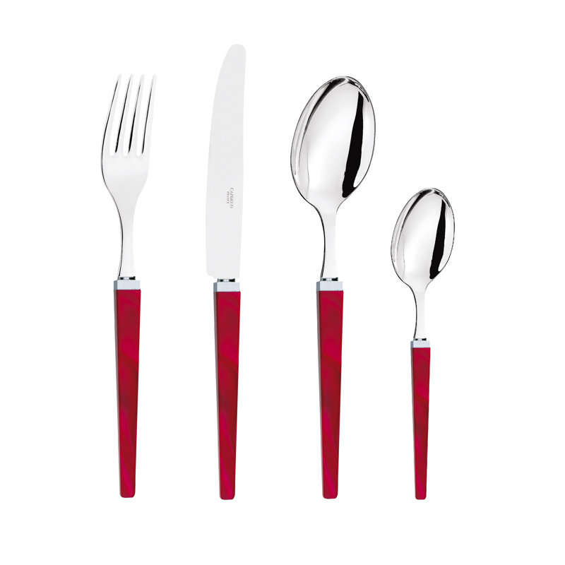 Quio 24 Pieces 18/10 Stainless Steel Cutlery Set, Service for 6, Red