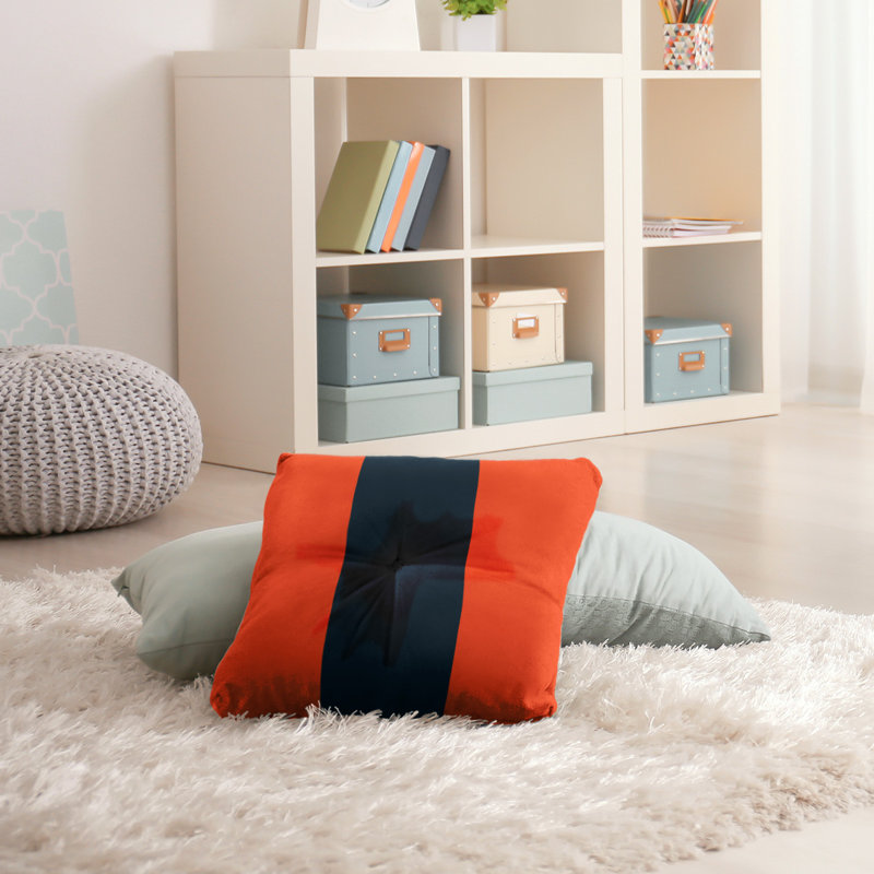 Striped Reversible Throw Pillow, 26" x 26", Orange/Navy