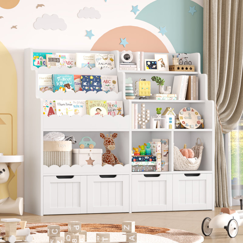 47.2" H Kids Storage Cabinet with 4 Removable Drawers, White