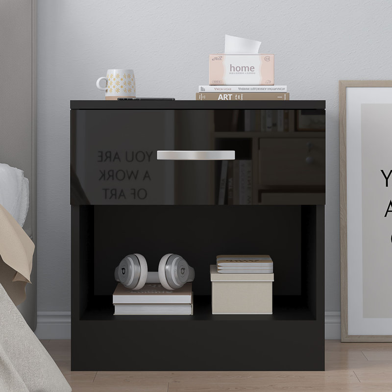 Banos 45cm W Bedside Table, Black