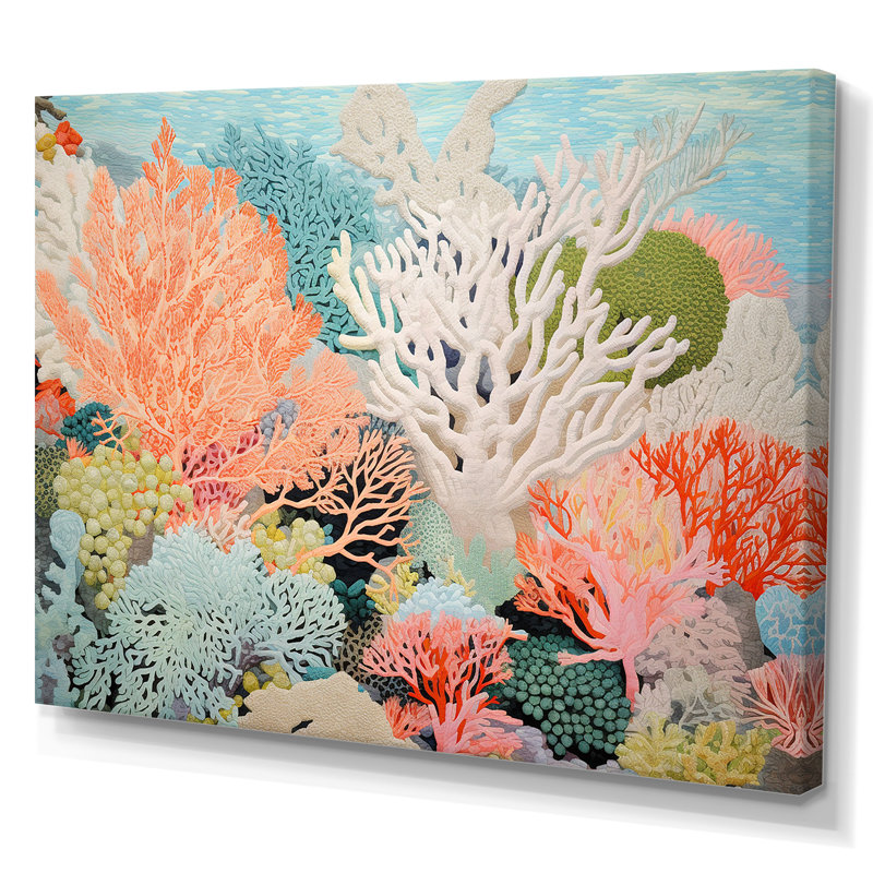 «Colorful Coral and Anemones Scenery I - Coastal Coral Under Water», reproduction d'art sur toile encadrée, Toile tendue