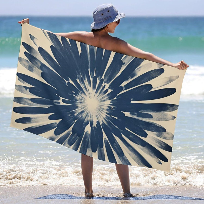 Grande serviette de plage en microfibre sans sable Sun Burst