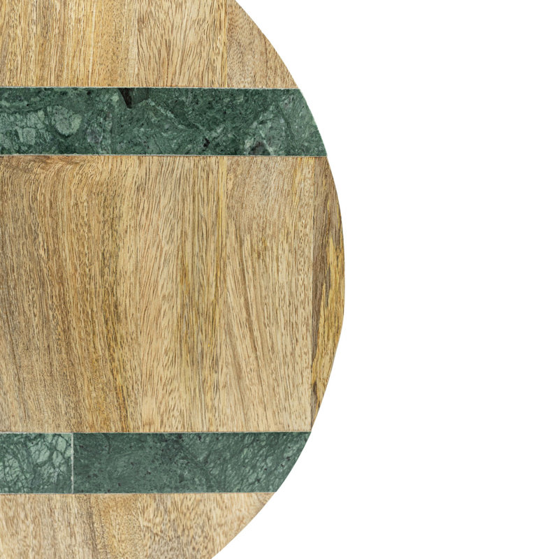  Planche de service ronde avec poignée en bois de manguier et marbre vert araignée