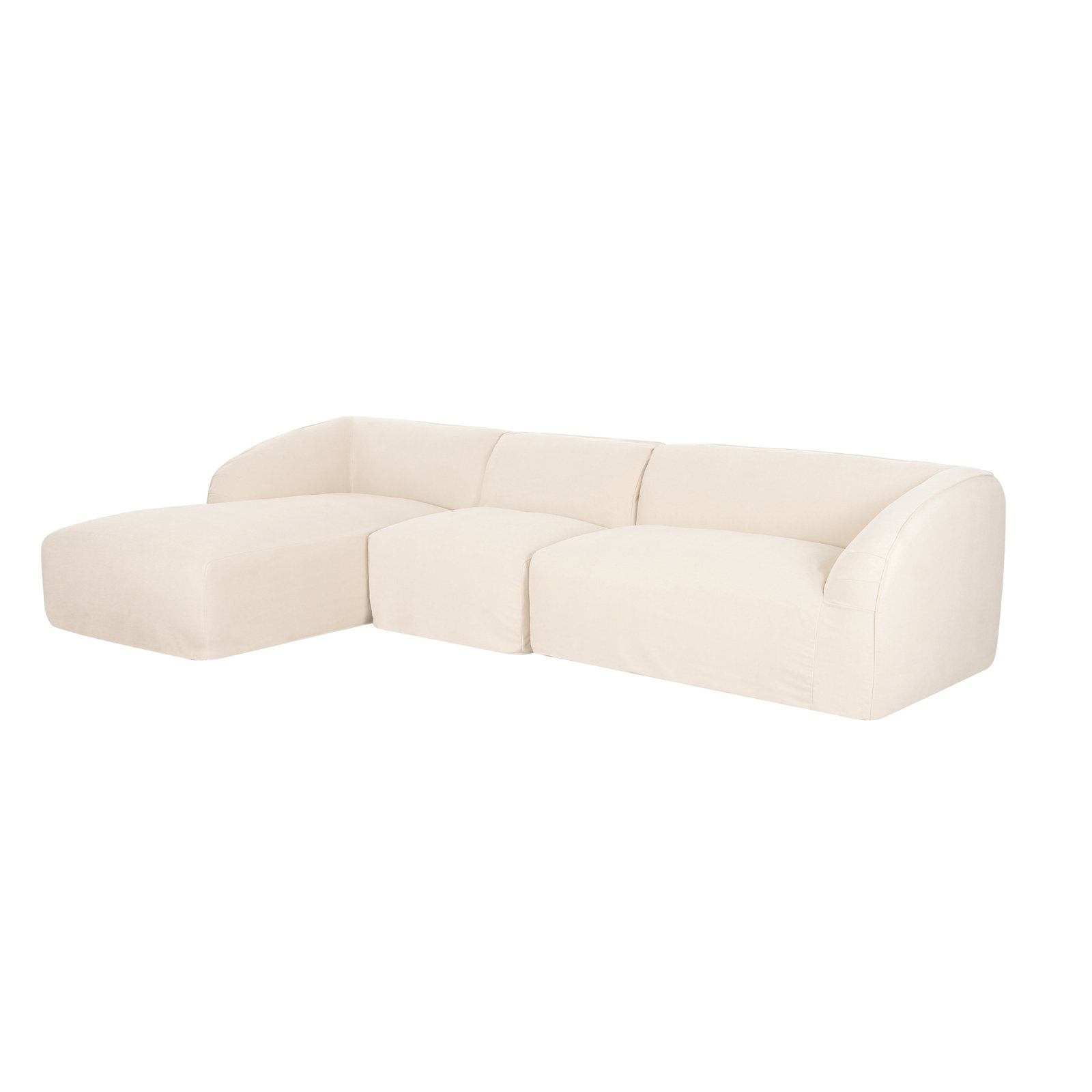 Wilde 3 - Piece 138" Modular Chaise Sectional, Left Hand Facing, Cream Veil Canvas, 29.9" H x 138" W x 76.3" D