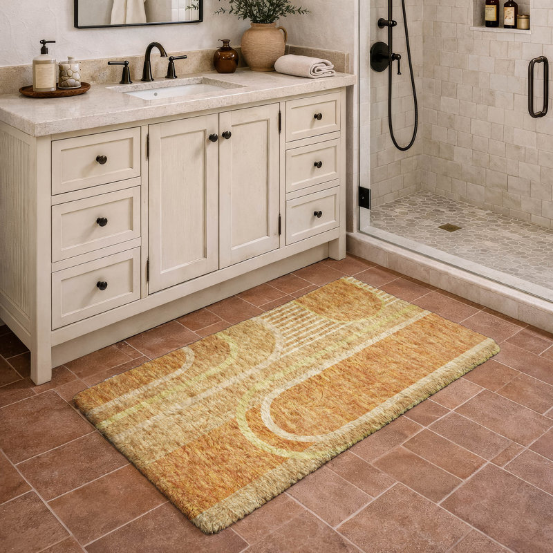 Tapis à poil long de qualité supérieure lavable à la machine ADS532, Terracotta, 2'6" x 3'10"