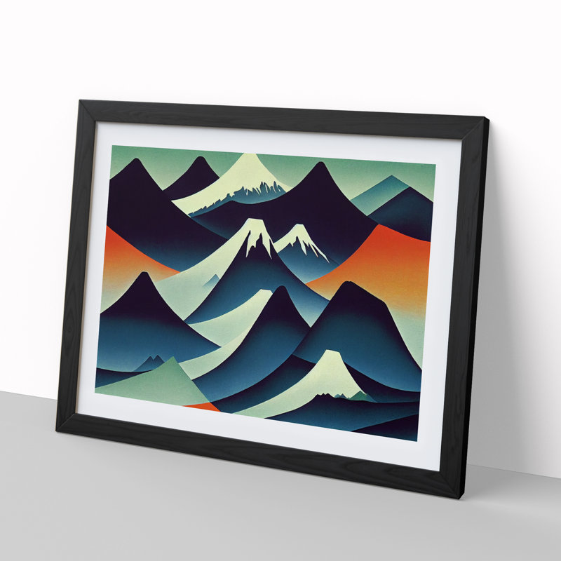 Abstract Japanese Mountains Vol.2 - Framed Print, Black, 34cm H x 46cm W x 2cm D