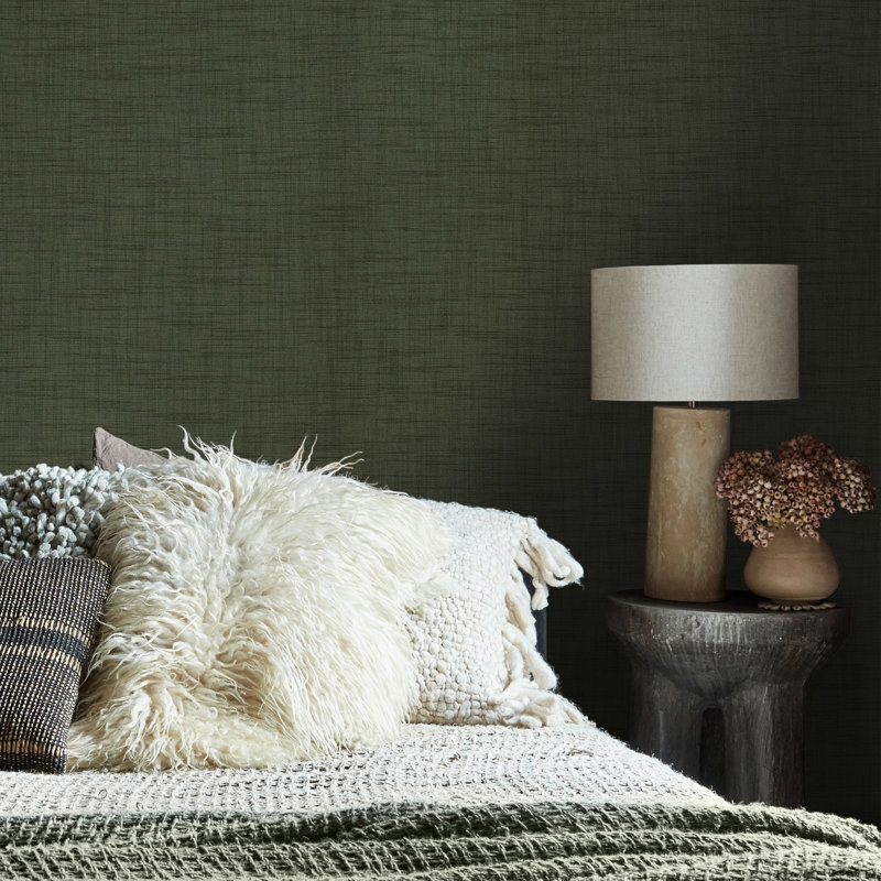 Weathered Linen Stone Wallpaper, Green