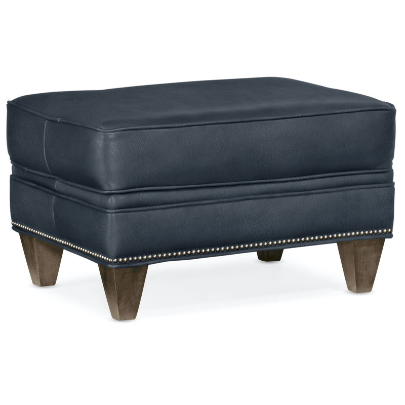 Reddish Ottoman, Gunmetal, Cobblestone, Rio Mineral Genuine Leather