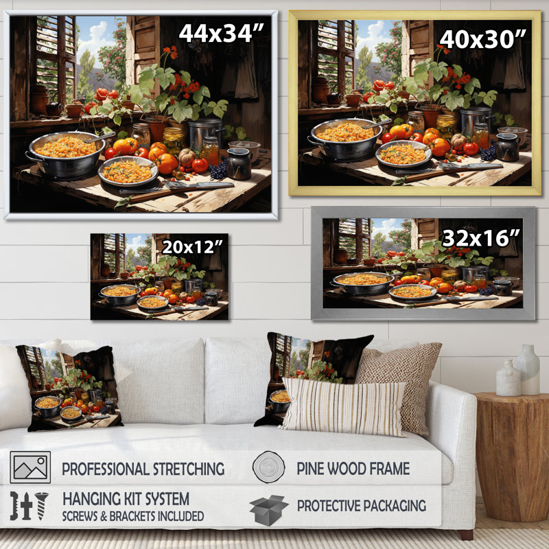 Cuban Cuisine Flavourful III - Cuba, art mural paysage, H 34 po x l 44 po x P 1,5 po, Cadre flottant érable