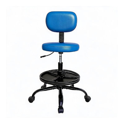 Fauteuil de bureau rond en cuir, réglable en hauteur par poulie coulissante, 26411. Structure en fer, mousse et contreplaqué PU.