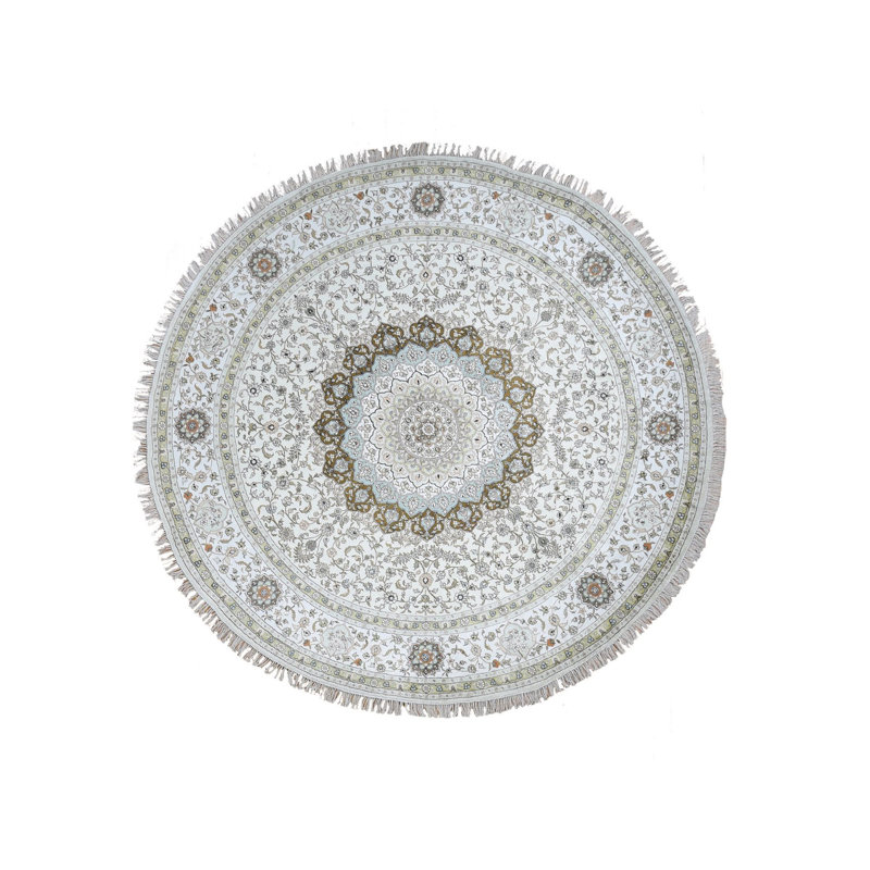 Tapis rond ivoire en soie tissée à la main 300 KPSI 9 pi 1 po x 9 pi 1 po EAEC372EF91A4BFBA02498B098F6673D