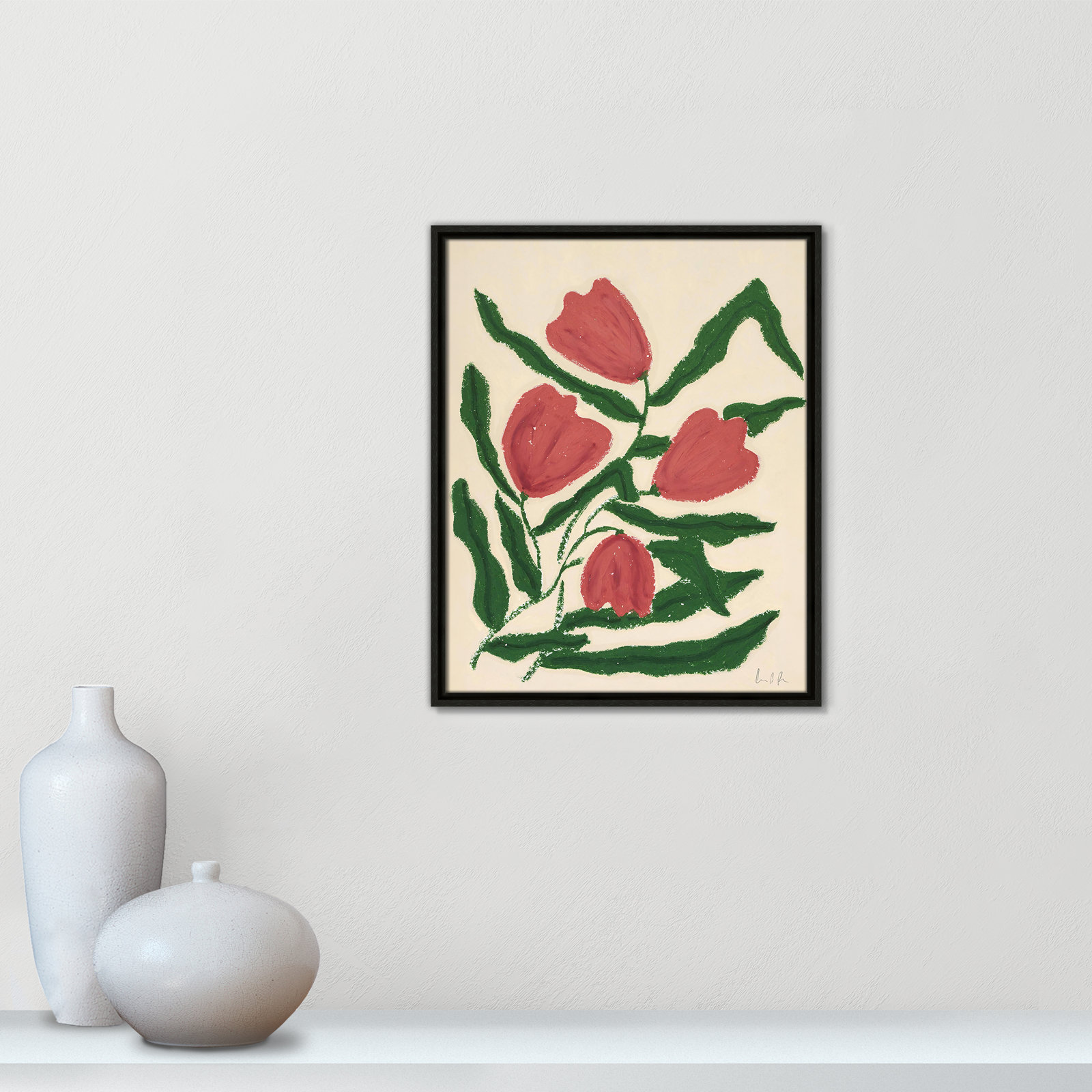 Red Tulips  Print by Camilla Bergqvist, 21.5" H x 17.5" W, Espresso