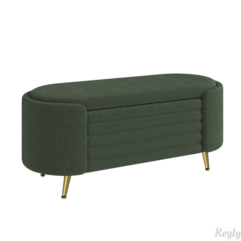 Banc de rangement rembourré Modern, Vert