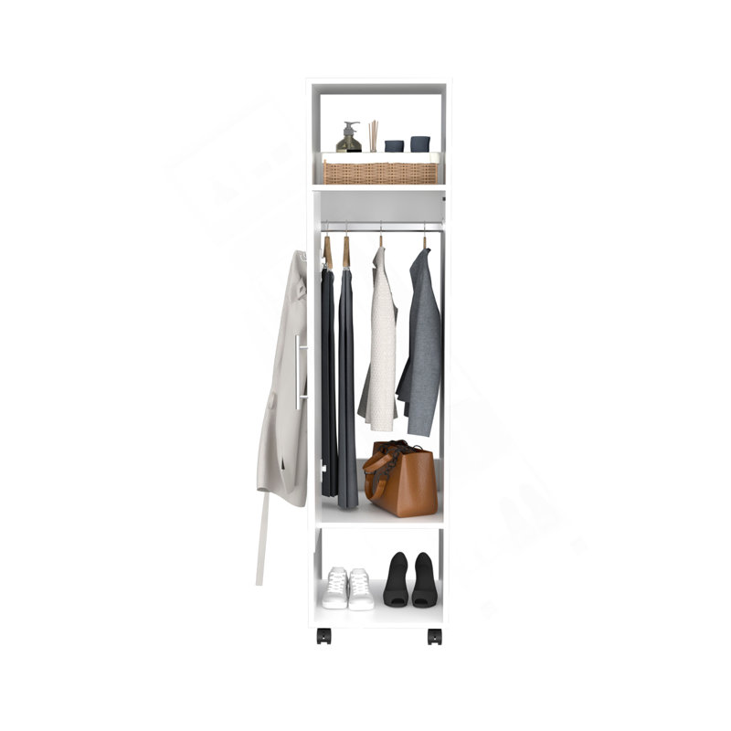 Armoire à une porte de 63 po avec miroir Cluster, Blanc
