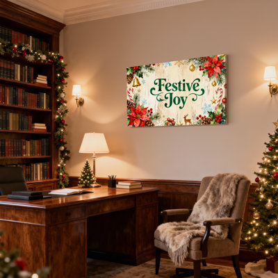 «Christmas Festive Joy Holiday», ensemble de 3 impressions murales sur toile