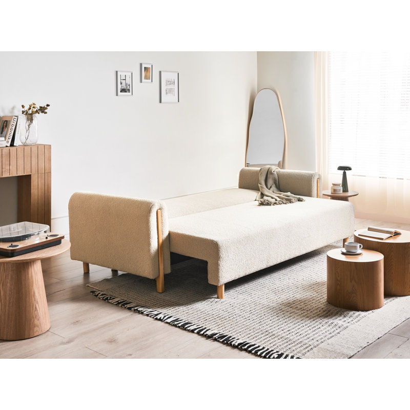 3 Seater Sofa Bed, Beige Boucle