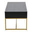Table basse enveloppante au fini chêne noir avec base sculpturale en fer-66603445