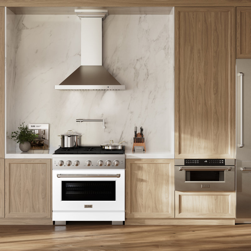 Zline 36 In. 5.2 Cu. Ft. 6 Burner Gas Range With Convection Gas Oven In Stainless Steel With White Matte Door