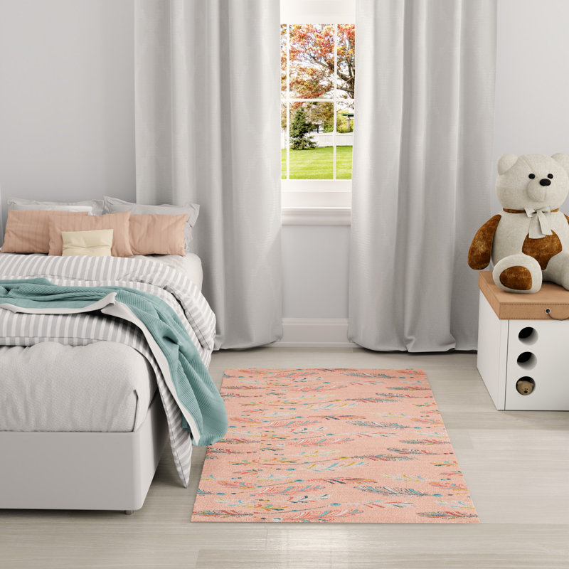 Tapis d'intérieur rose multicolore Arranjeet, Rectangle 3 pi 5 po x 5 pi