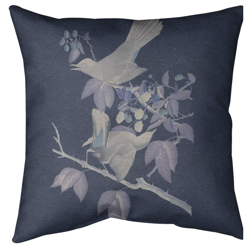 Housse de coussin en fausse oiseau pour chat, 20 po x 20 po, Bleu marine / gris