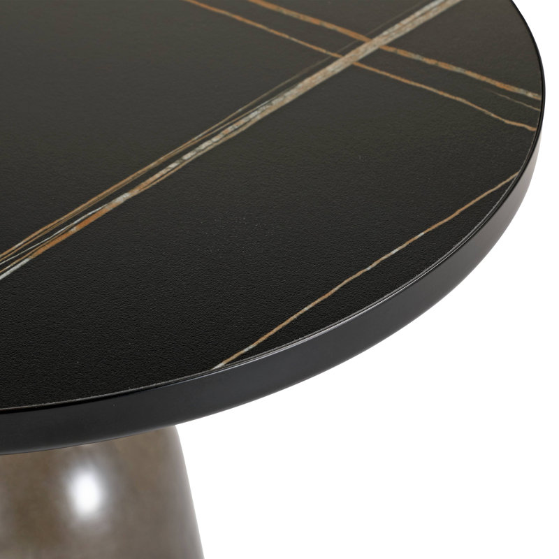 Modern Black and Grey Glass Round Side Table
