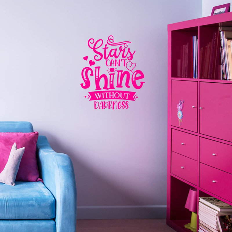 Text & Numbers Non-Wall Damaging Wall Decal, 23" H x 19" W, Hot Pink