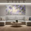 Plantes et fleurs, fleurs de lavande sur fond de ciel doux, ensemble de 3 impressions d'art sur toile-625094342