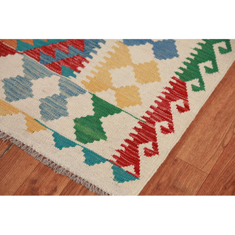 Tapis oriental kilim en laine à tissage plat 6 x 8