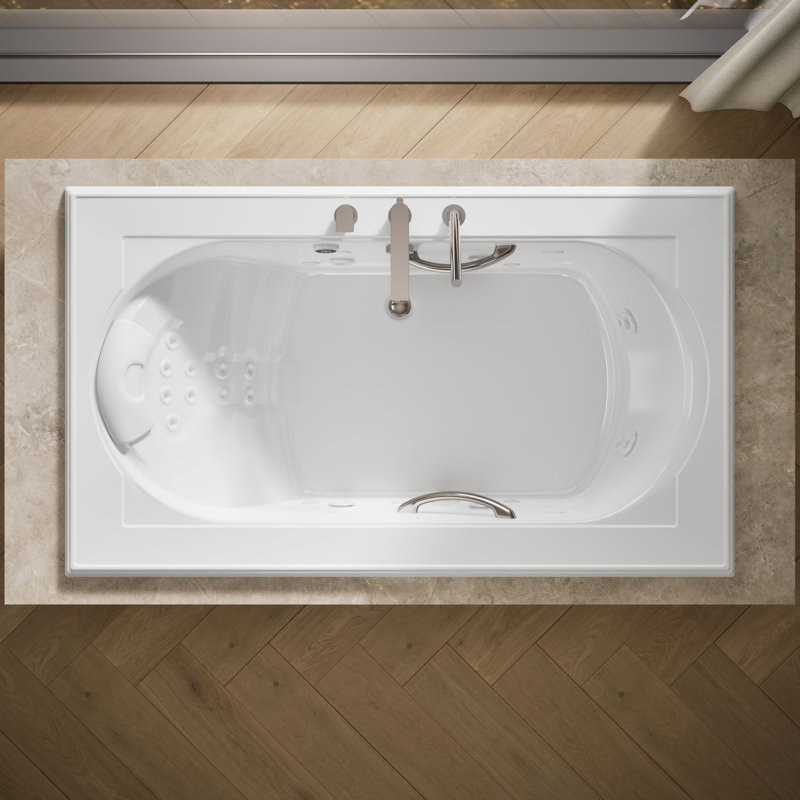 Memoirs 72" x 42" Drop In Combination Bathtub with Faucet, Light, Heater Included, White