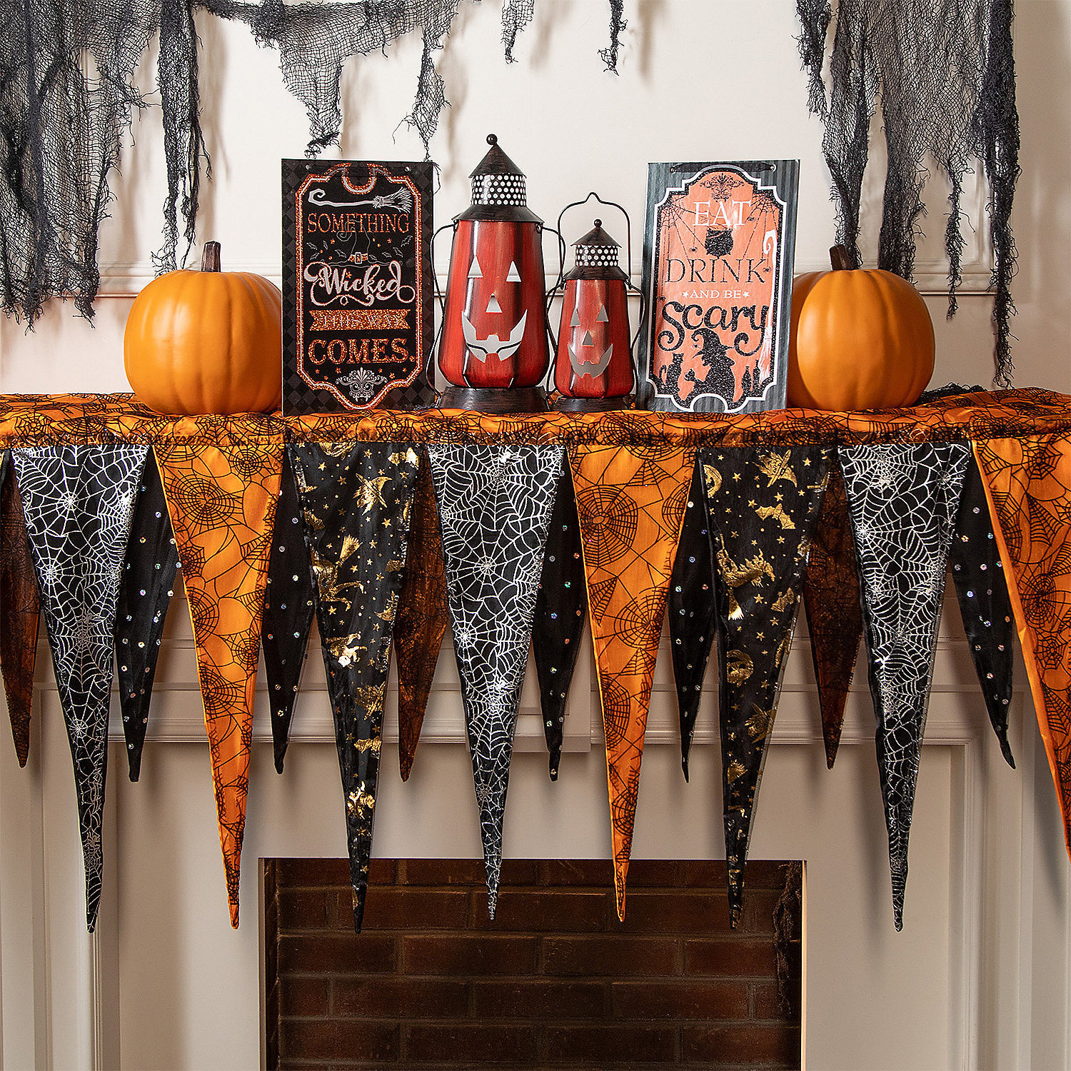 2 HALLOWEEN EAT DRINK & BE SCARY ORNATE SKULL KITCHEN TOWELS GOTHIC