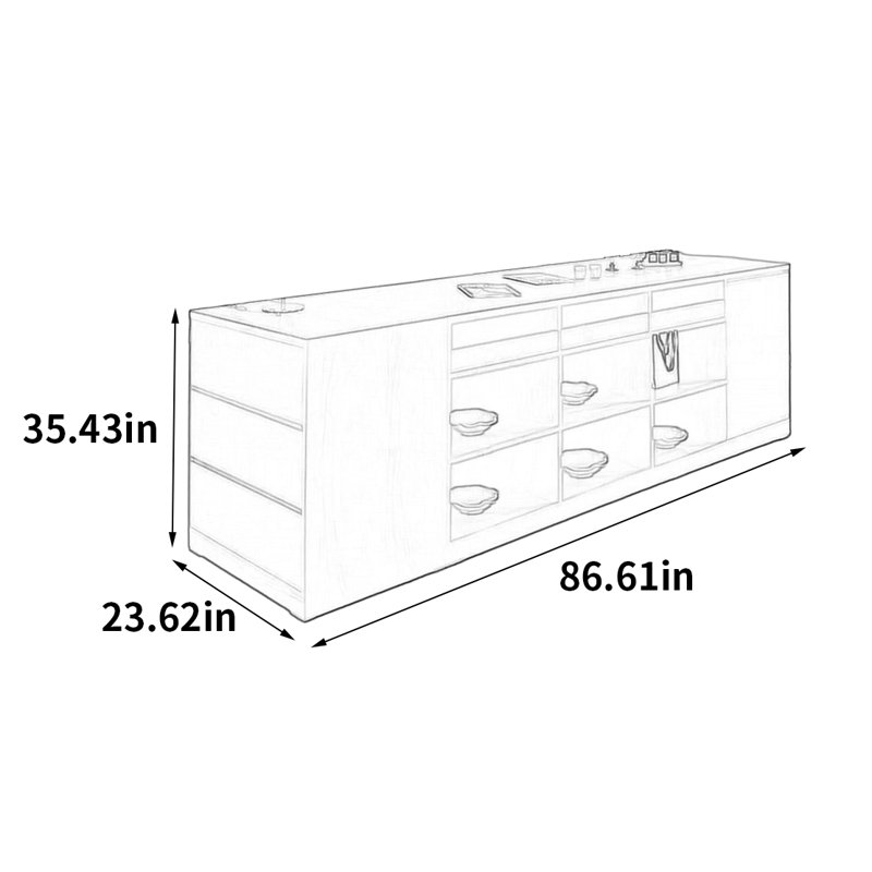 Vitrine Fashion, H 35,43 po x l 86,61 po x P 23,62 po