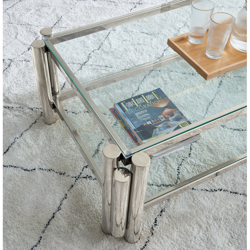 Table basse Allysah, Transparent, Argent