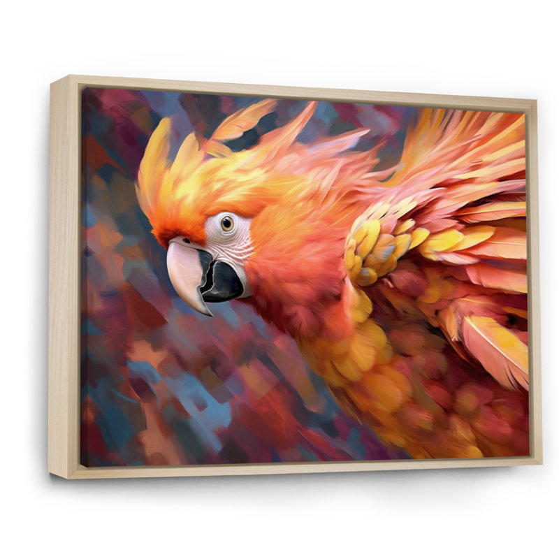 Perroquet tropical II - animaux, impressions sur toile, 12" H x 20" W, Cadre naturel flottant